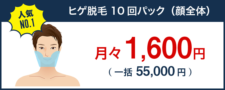 ヒゲ脱毛3ヶ月通い放題（顔全体）