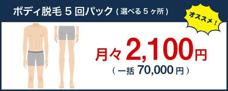 ボディ脱毛3ヶ月通い放題（選べる5ヶ所）