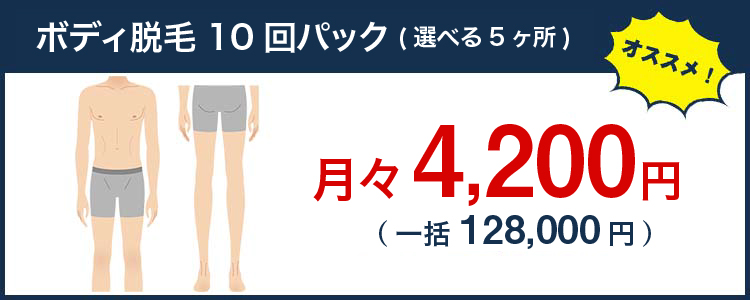 ボディ脱毛3ヶ月通い放題（選べる5ヶ所）